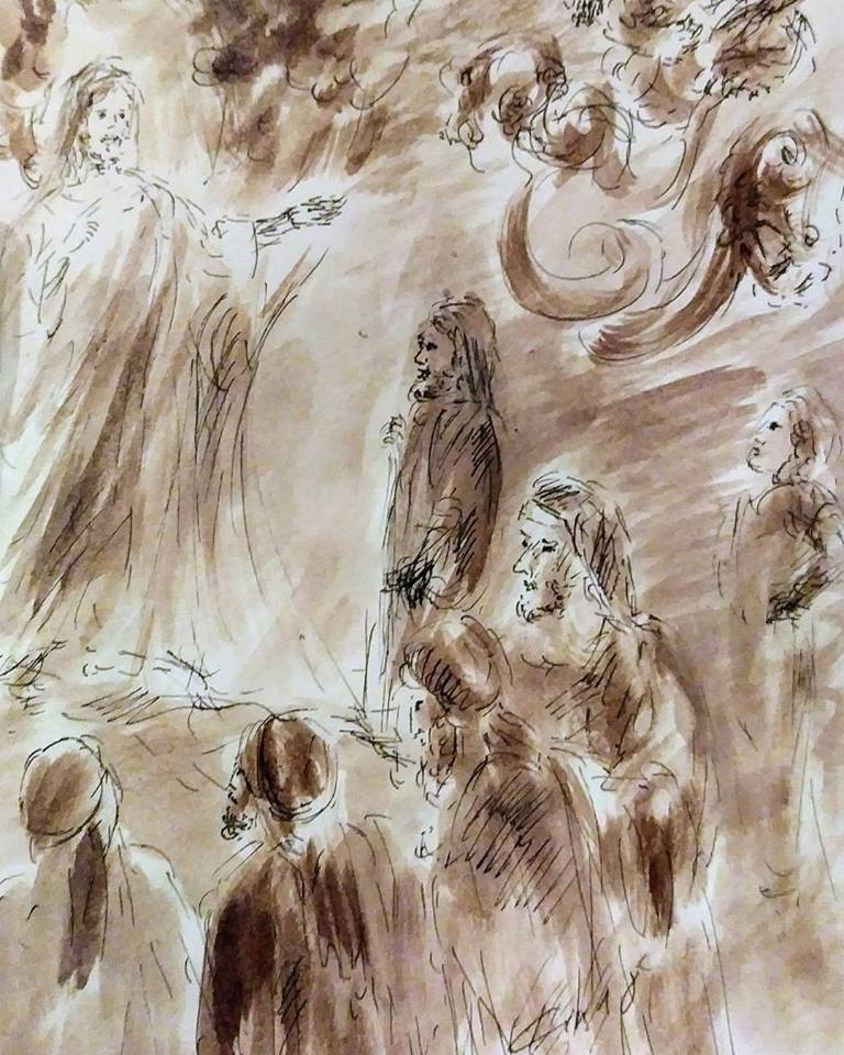 22 janvier 2018 image evangile du jour illustre par un dessin au lavis de jean joseph chevalier