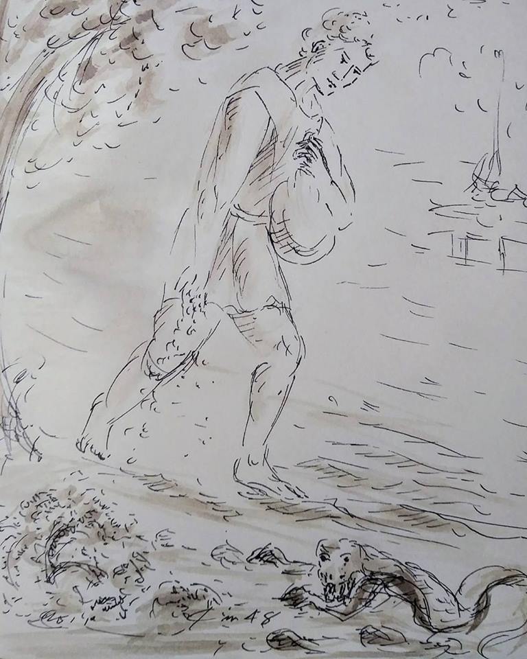 24 janvier 2018 image evangile du jour illustre par un dessin au lavis de jean joseph chevalier