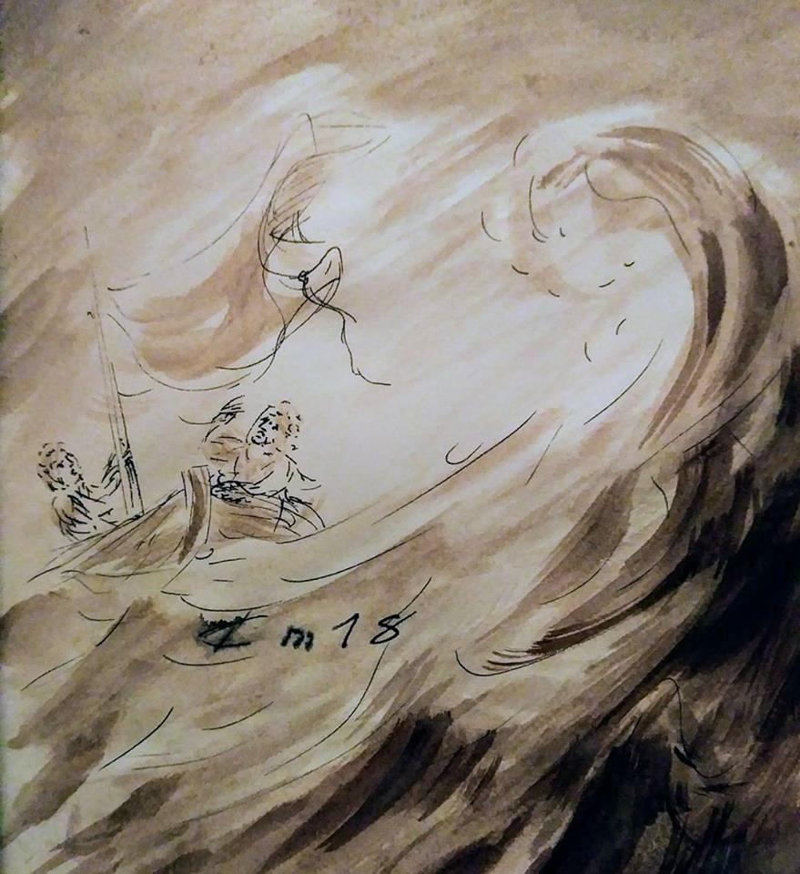 27 janvier 2018 image evangile du jour illustre par un dessin au lavis de jean joseph chevalier