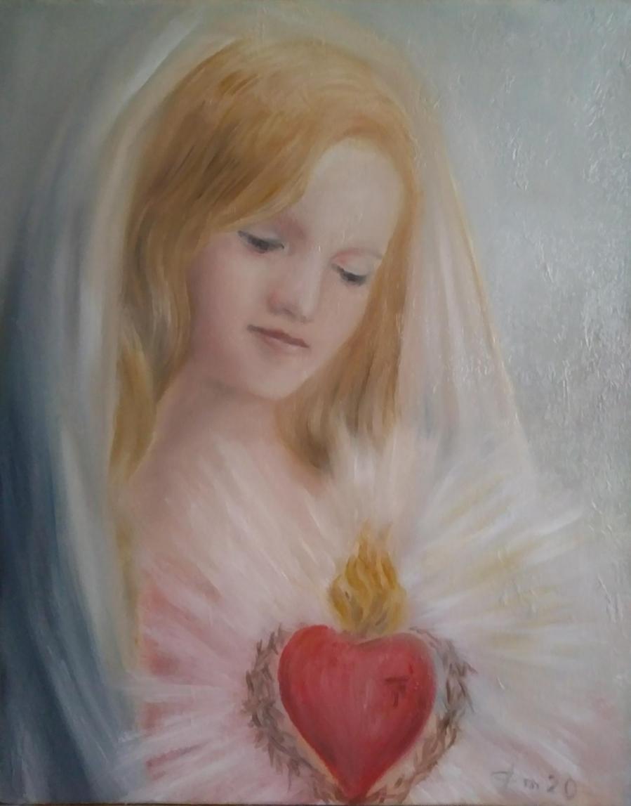 Coeur immaculee peinture d art sacre de jean joseph chevalier