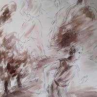 1 Avril 2018, évangile du jour illustré par un dessin au lavis