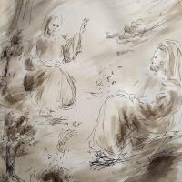 10 Avril 2018, évangile du jour illustré par un dessin au lavis