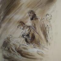 10 Janvier 2018, évangile du jour illustré par un dessin au lavis