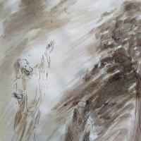 11 Avril 2018, évangile du jour illustré par un dessin au lavis