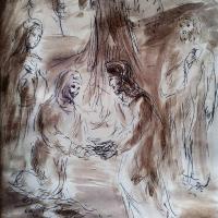 11 Janvier 2018, évangile du jour illustré par un dessin au lavis