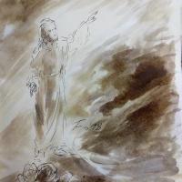 12 Avril 2018, évangile du jour illustré par un dessin au lavis