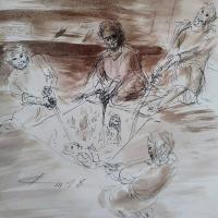 12 Janvier 2018, évangile du jour illustré par un dessin au lavis