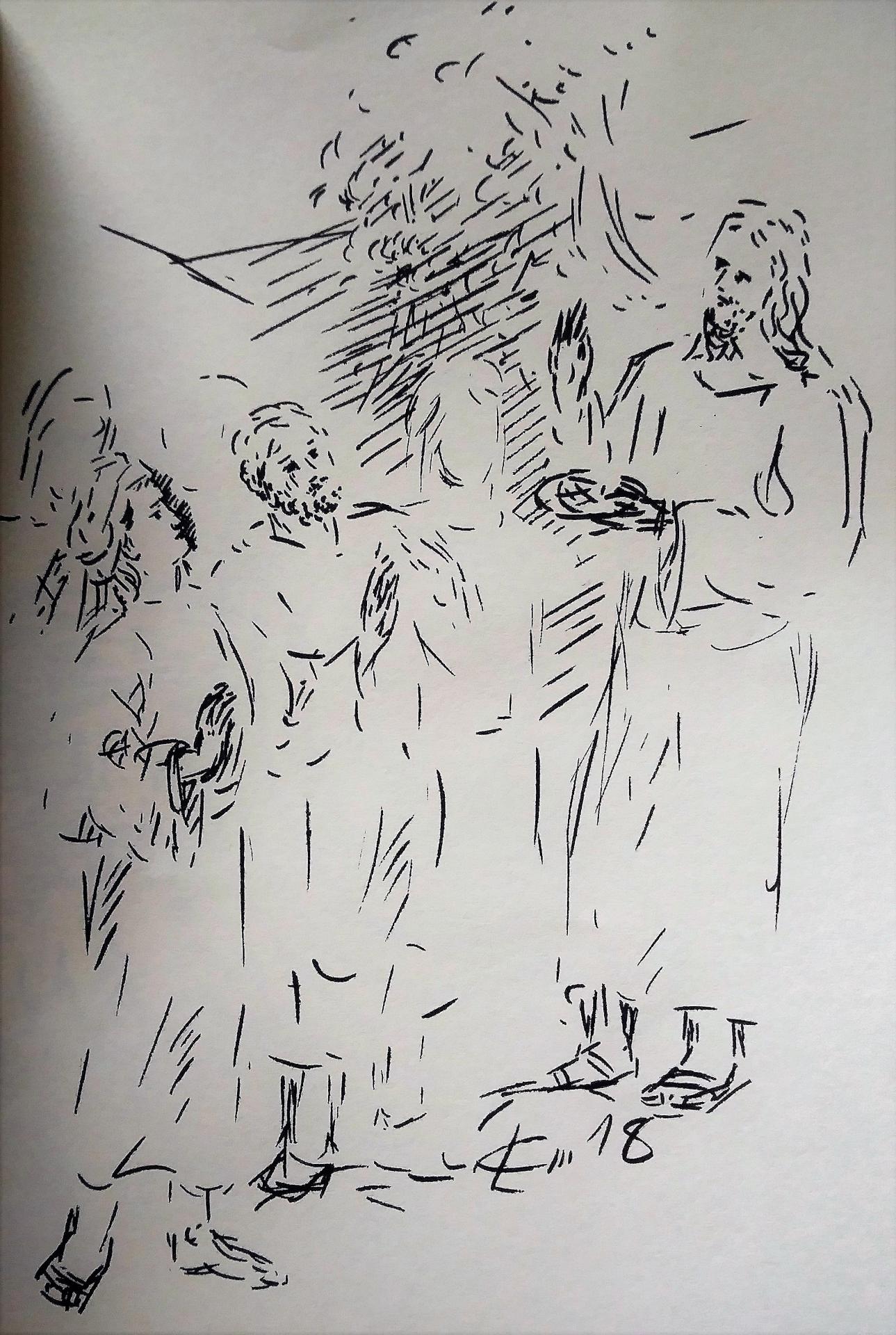 13 avril 2018 evangile du jour illustre par un dessin au lavis de jean joseph chevalier