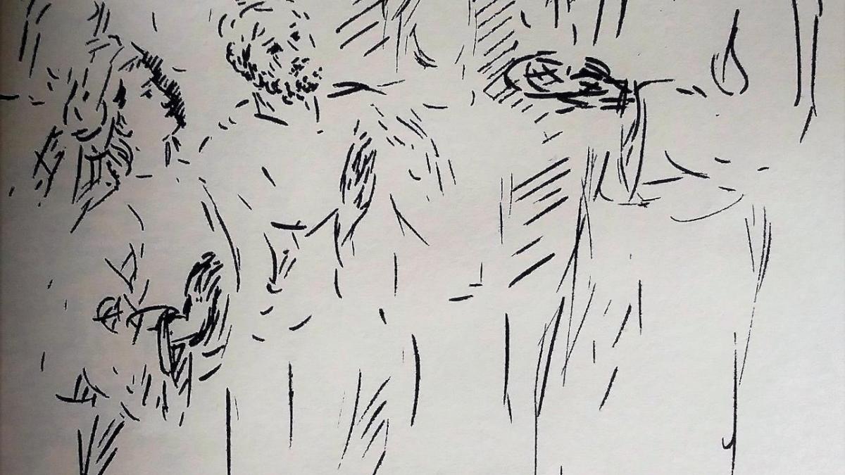 13 avril 2018 evangile du jour illustre par un dessin au lavis de jean joseph chevalier
