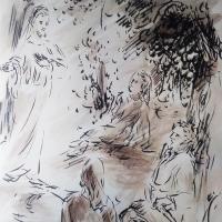 14 Mai 2018, évangile du jour illustré par un dessin au lavis