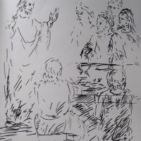 15 Avril 2018, évangile du jour illustré par un dessin au lavis