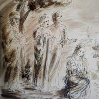 15 février 2018, évangile du jour illustré par un dessin au lavis