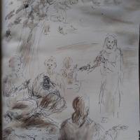 15 Janvier 2018, évangile du jour illustré par un dessin au lavis