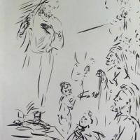 17 Avril 2018, évangile du jour illustré par un dessin à l'encre de chine