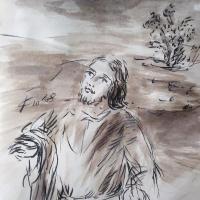 17 Mai 2018, évangile du jour illustré par un dessin au lavis