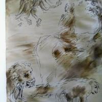 18 février 2018, évangile du jour illustré par un dessin au lavis