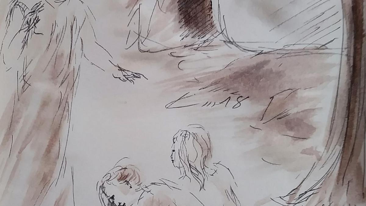 2 avril 2018 evangile du jour illustre par un dessin au lavis de jean joseph chevalier
