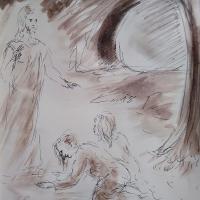 2 Avril 2018, évangile du jour illustré par un dessin au lavis