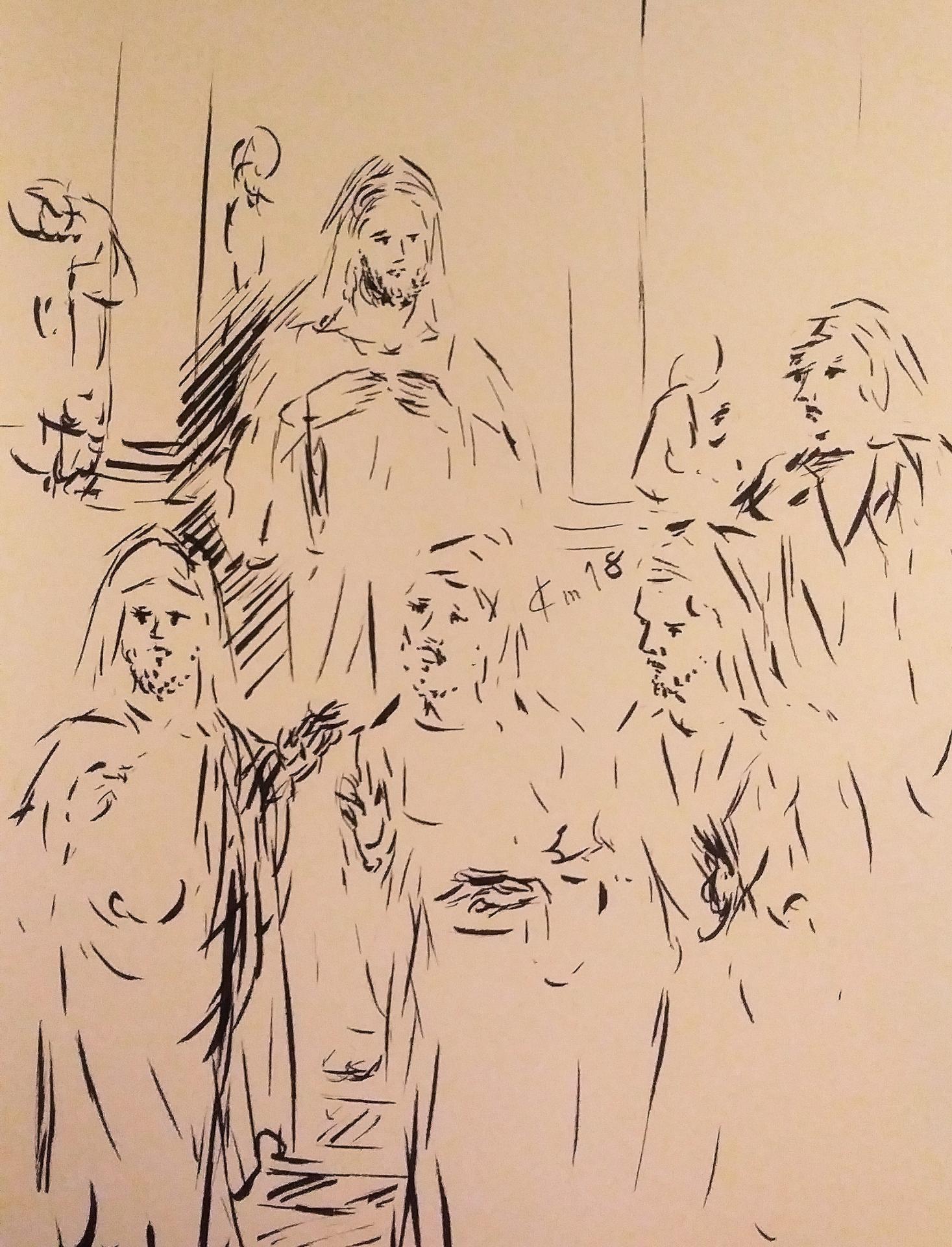 20 avril 2018 evangile du jour illustre par un dessin au lavis de jean joseph chevalier