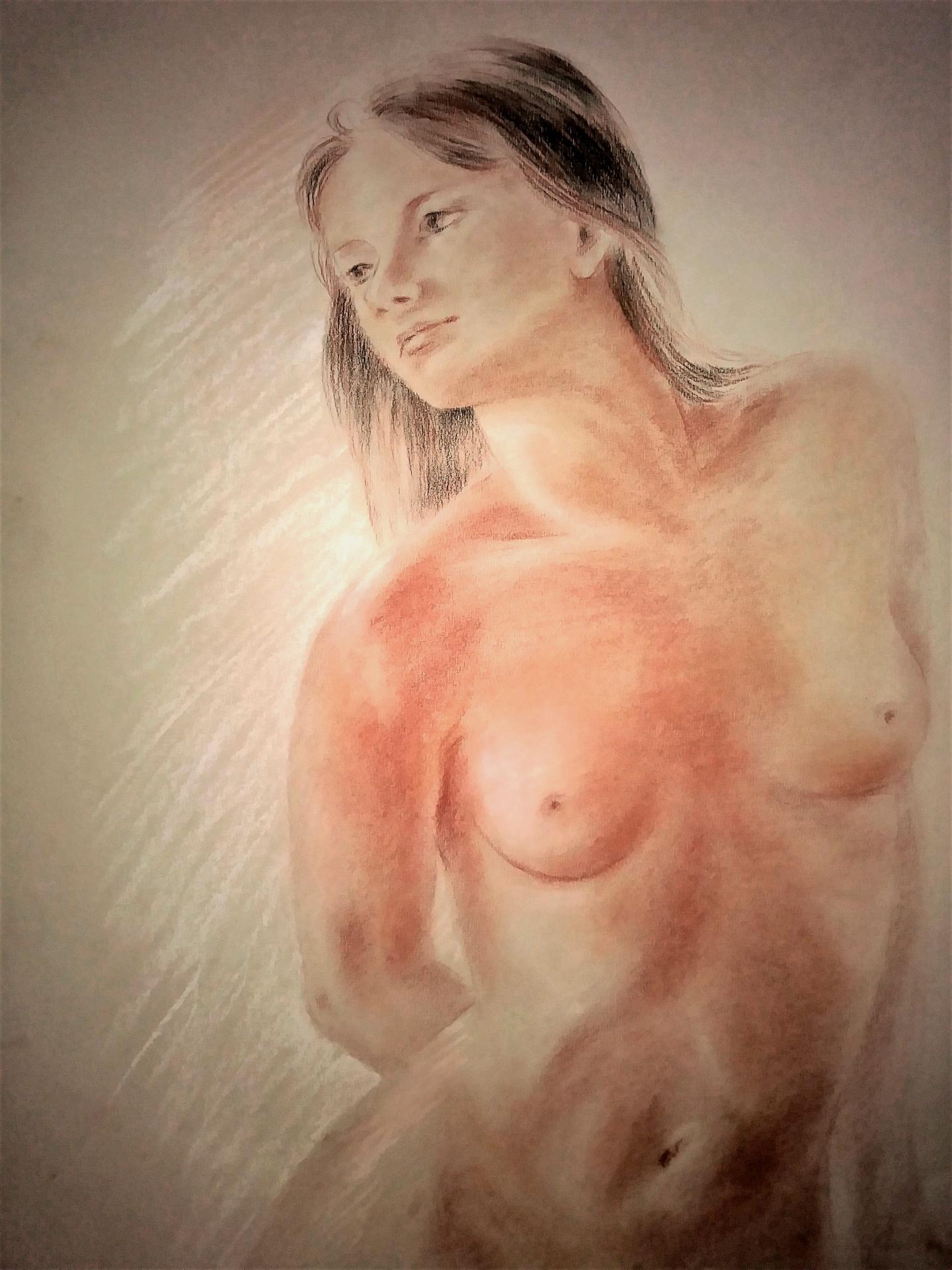 La Lumière : Nu à la Sanguine et Pierre Noire | Jean-Joseph Chevalier