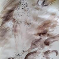 21 février 2018, évangile du jour illustré par un dessin au lavis