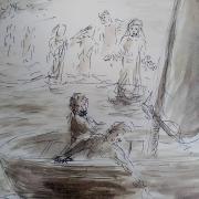 21 janvier 2018 image evangile du jour illustre par un dessin au lavis de jean joseph chevalier
