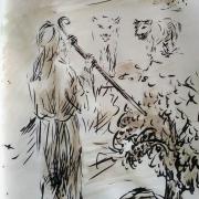 22 avril 2018 evangile du jour illustre par un dessin au lavis de jean joseph chevalier
