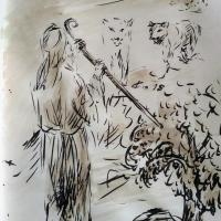 22 Avril 2018, évangile du jour illustré par un dessin au lavis
