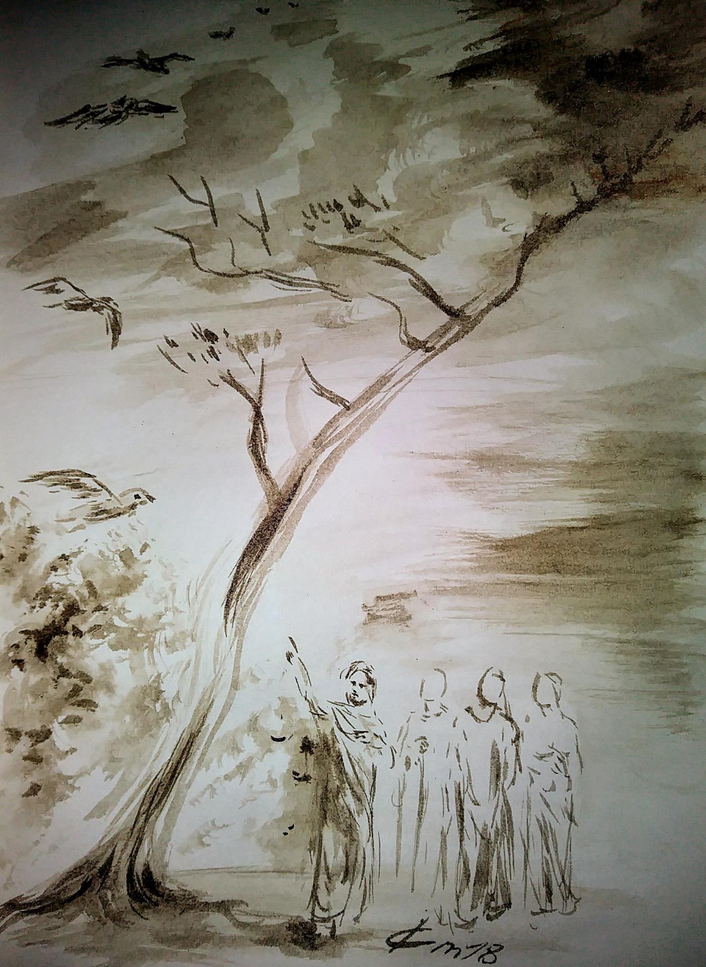 23 juin 2018 evangile du jour illustre par un dessin au lavis de jean joseph chevalier