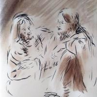 23 Mai 2018, évangile du jour illustré par un dessin au lavis