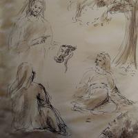 25 Janvier 2018, évangile du jour illustré par un dessin au lavis