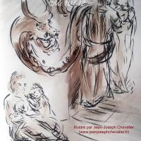25 Mai 2018, évangile du jour illustré par un dessin au lavis
