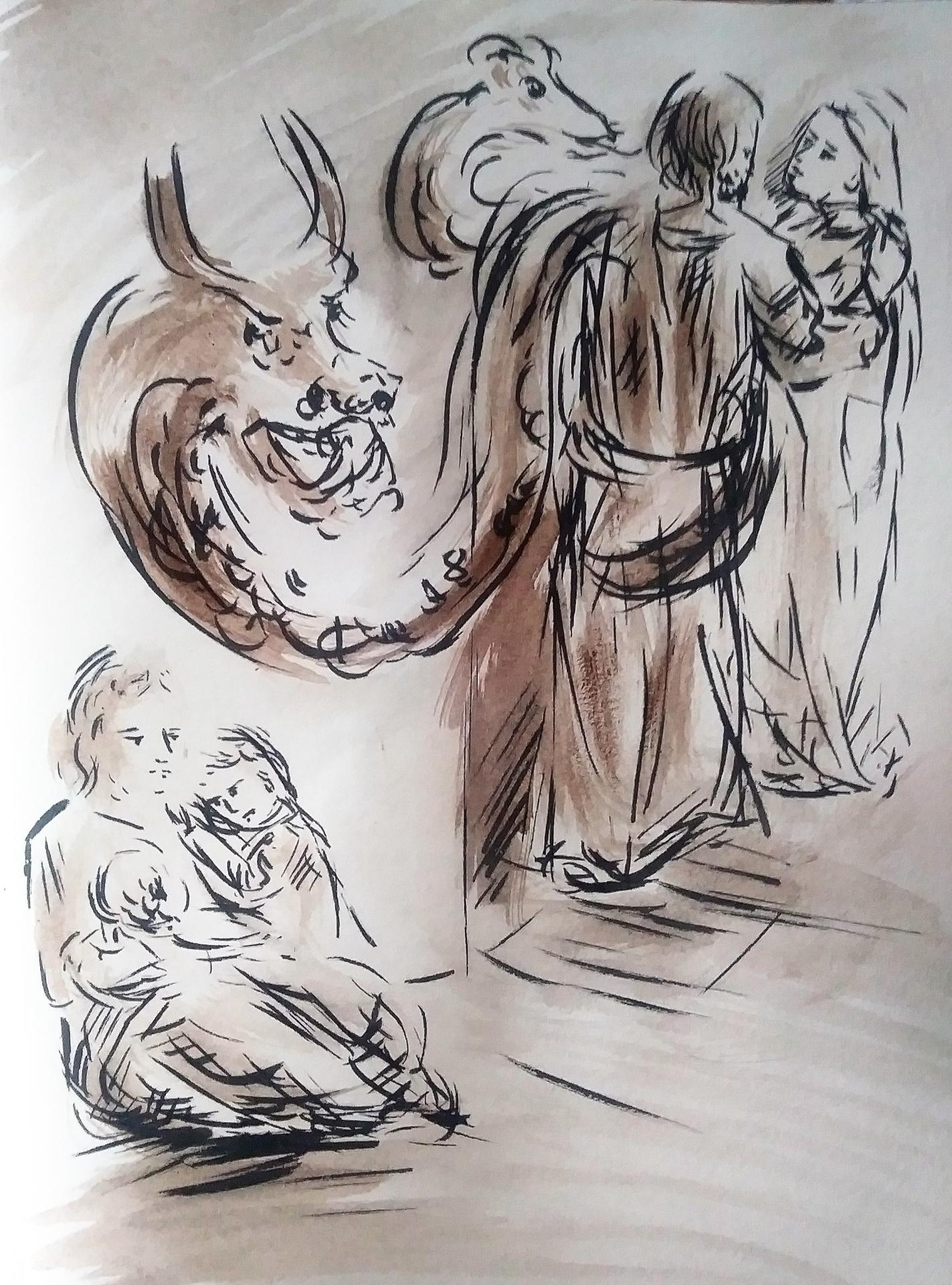 25 mai 2018 evangile du jour illustre par un dessin au lavis de jean joseph chevalier