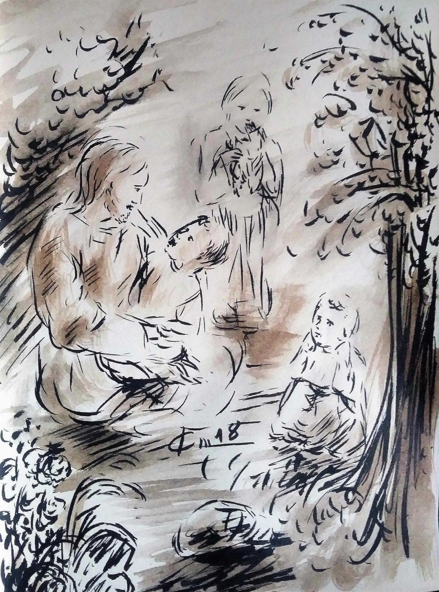 26 mai 2018 evangile du jour illustre par un dessin au lavis de jean joseph chevalier