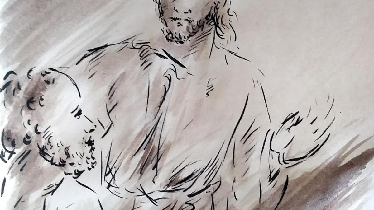 28 avril 2018 evangile du jour illustre par un dessin au lavis de jean joseph chevalier image