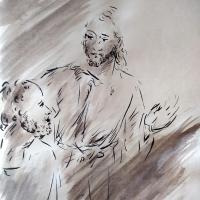 28 Avril 2018, évangile du jour illustré par un dessin au lavis