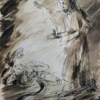 28 Janvier 2018, évangile du jour illustré par un dessin au lavis