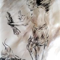 29 Avril 2018, évangile du jour illustré par un dessin au lavis