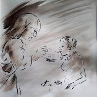 30 Mai 2018, évangile du jour illustré par un dessin au lavis