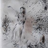 31 Mai 2018, évangile du jour illustré par un dessin au lavis