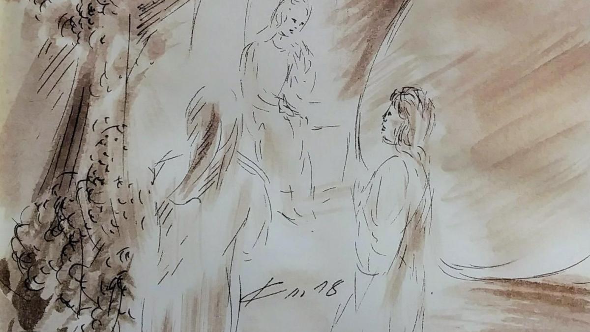 31 mars 2018 evangile du jour illustre par un dessin au lavis de jean joseph chevalier