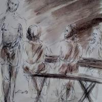 7 Avril 2018, évangile du jour illustré par un dessin au lavis