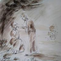 9  février 2018, évangile du jour illustré par un dessin au lavis