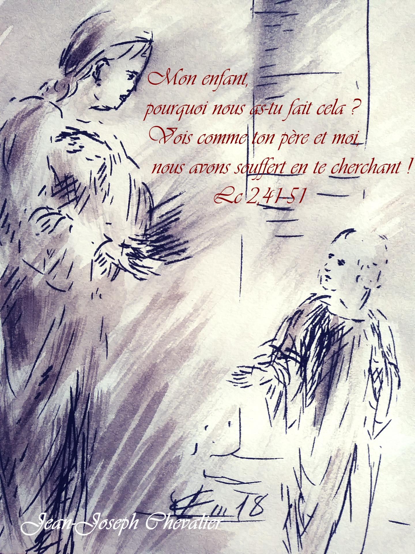 9 Juin 2018, évangile du jour illustré par un dessin au lavis