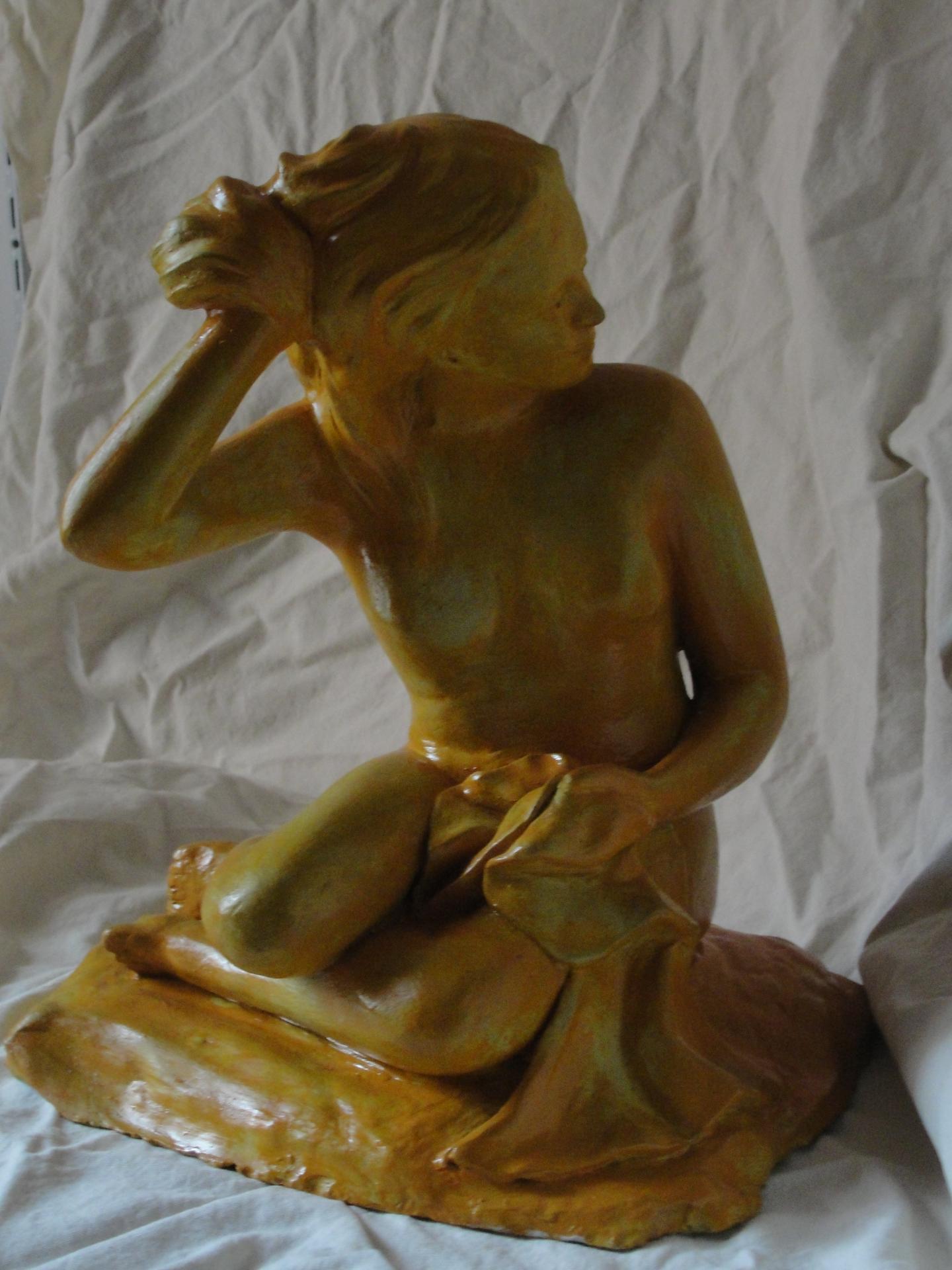 Baigneuse en terre patinee 30cm 23