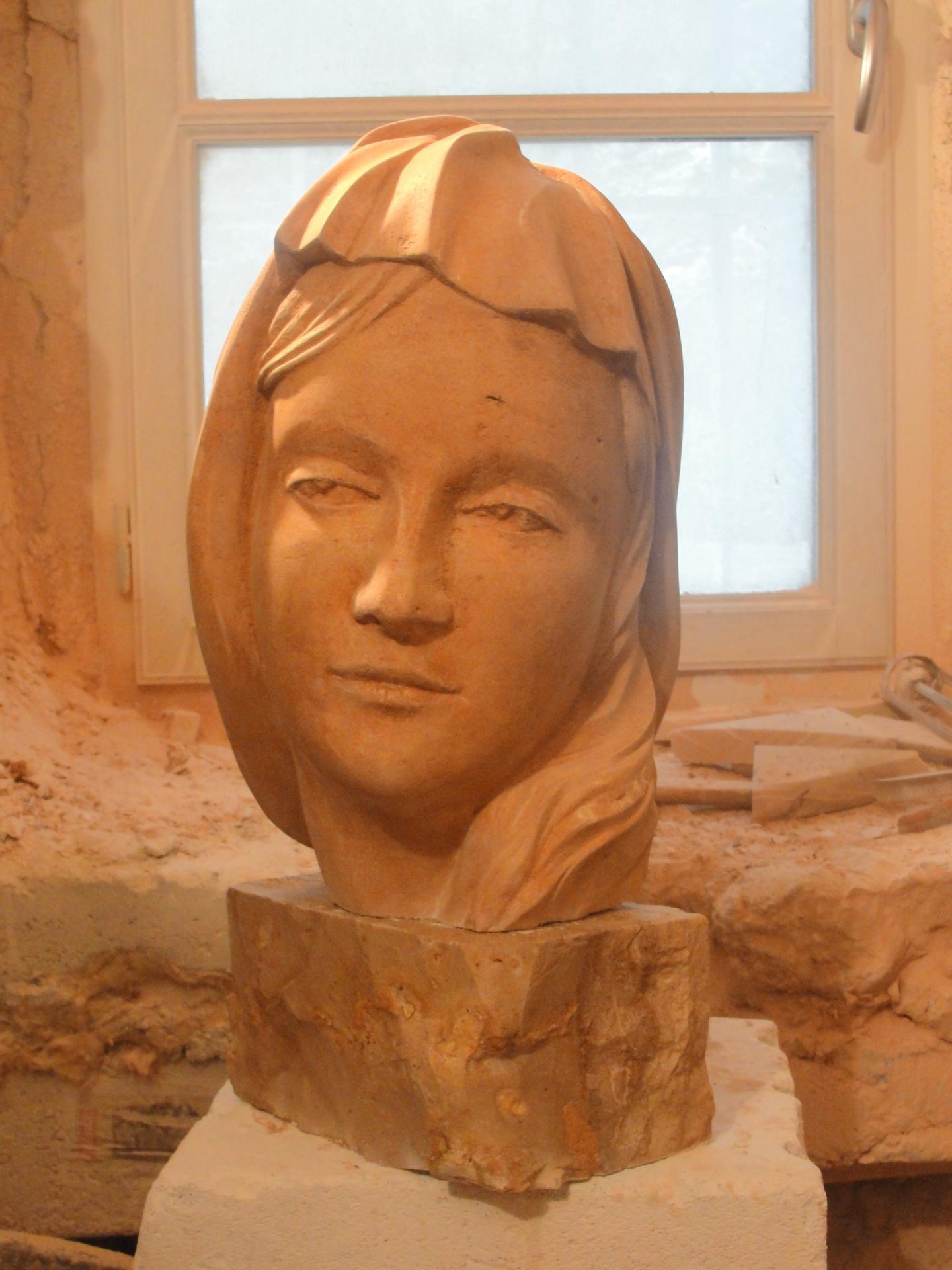Buste d une vierge en pierre 30cm 15