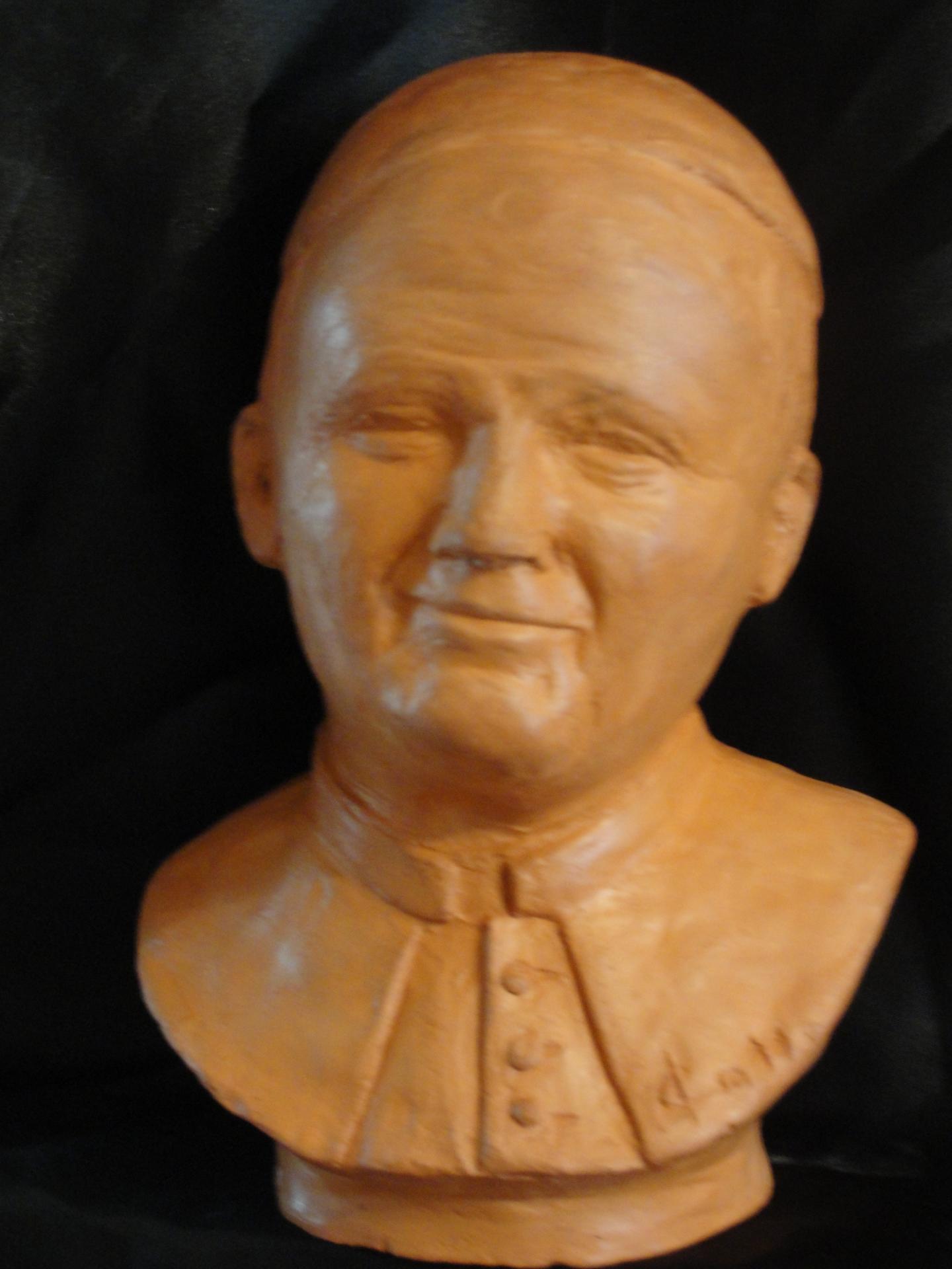 Buste de jean paul ii modelage terre cuite de 15cm 1