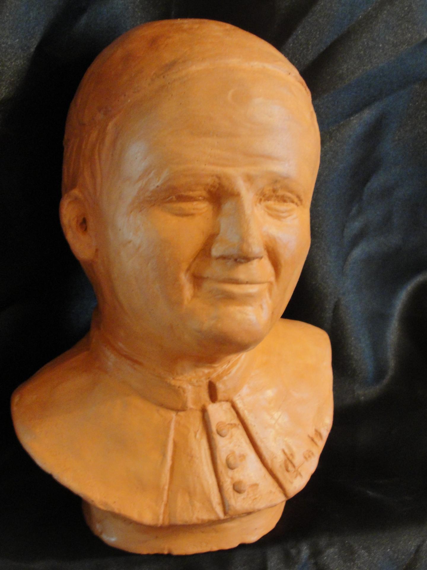 Buste de jean paul ii modelage terre cuite de 15cm 5