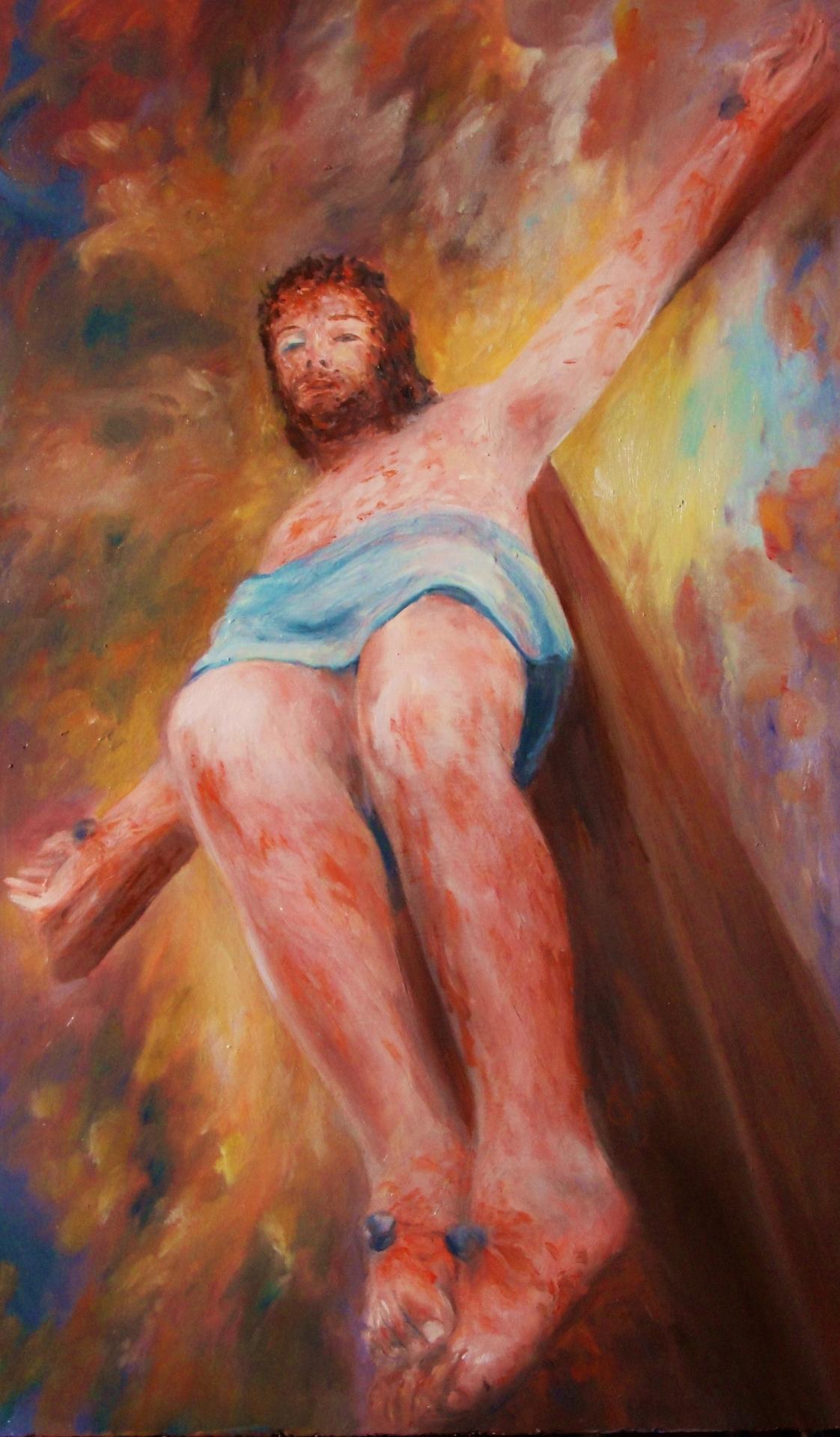 Christ en croix peinture d art sacre de jean joseph chevalier