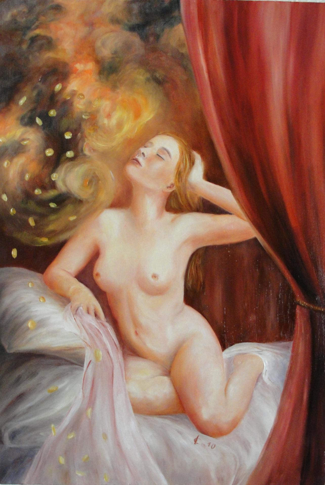 Danae et zeus tableau de jean joseph chevalier